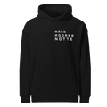 Front view of Backheart Oversized Hoodie by Mann Adores Notte