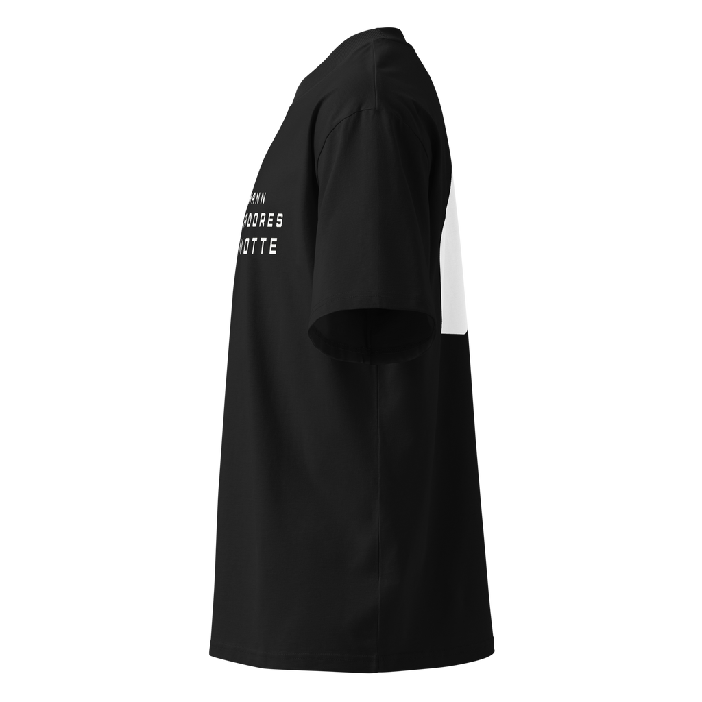 Left side view of Backheart Oversized T-shirt by Mann Adores Notte
