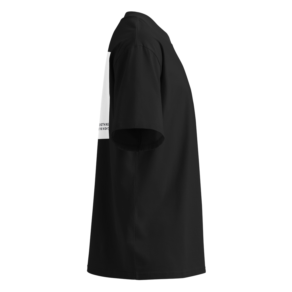 Right side view of Backheart Oversized T-shirt by Mann Adores Notte