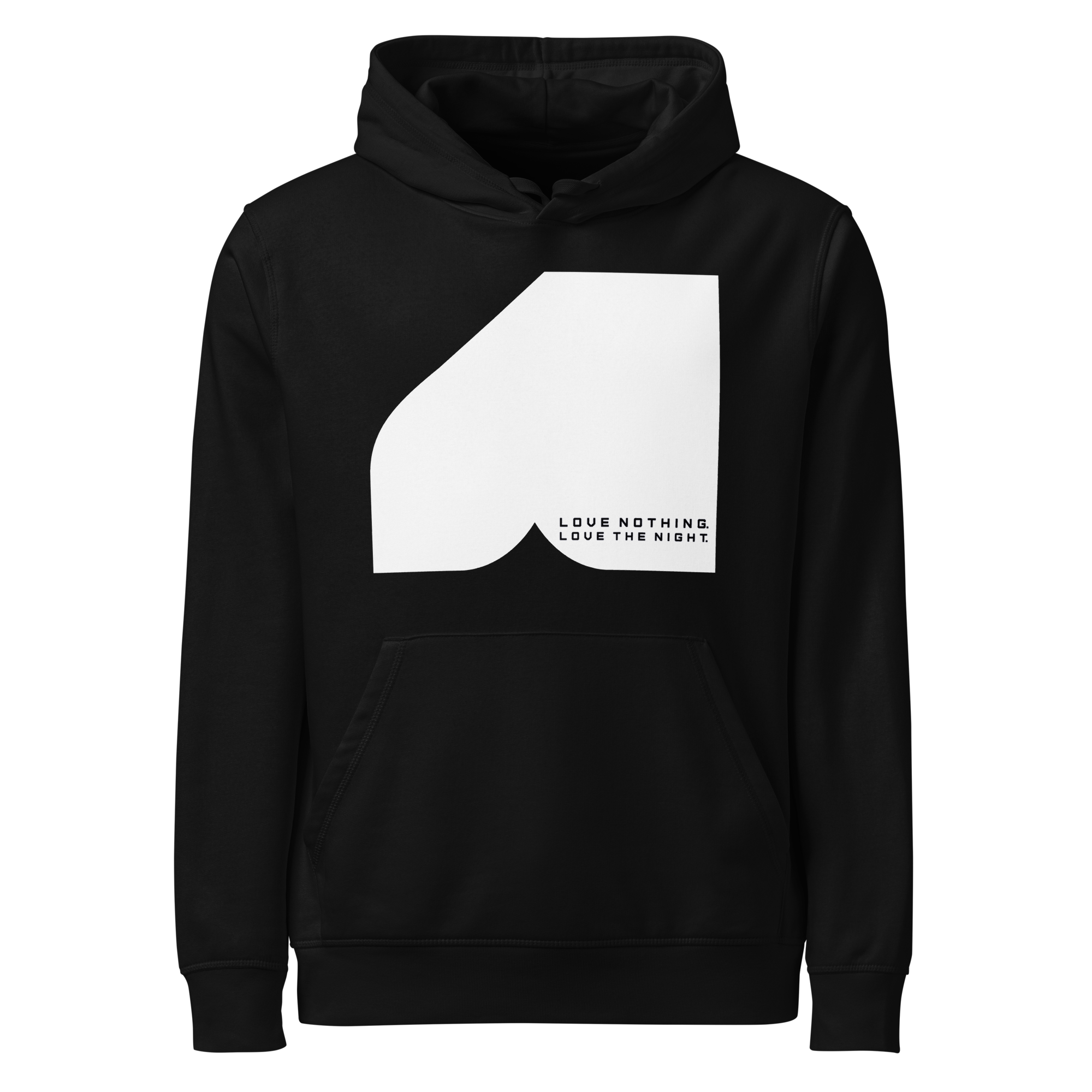 Front view of Bauheart Hoodie by Mann Adores Notte