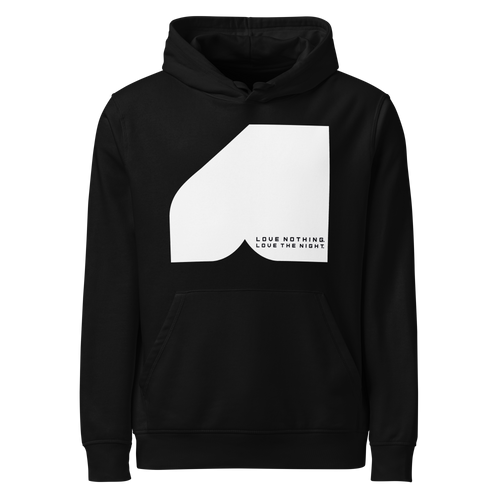Front view of Bauheart Hoodie by Mann Adores Notte