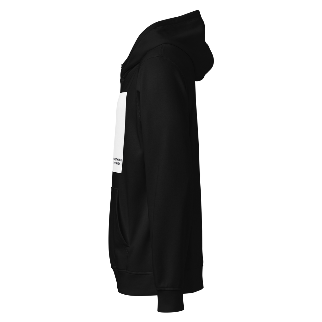 Left side view of Bauheart Hoodie by Mann Adores Notte