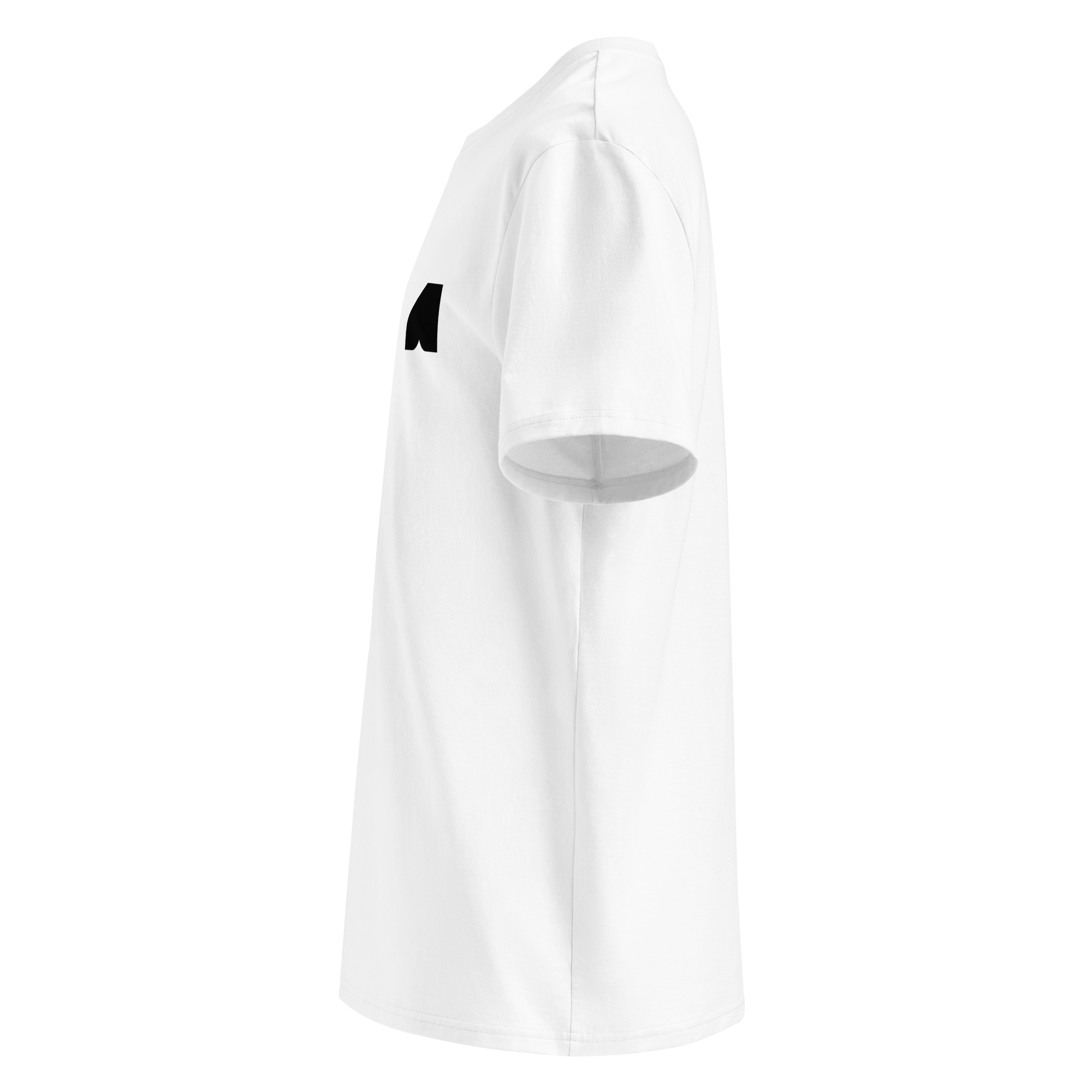 Left side view of Bauheart Signature T-shirt White by Mann Adores Notte