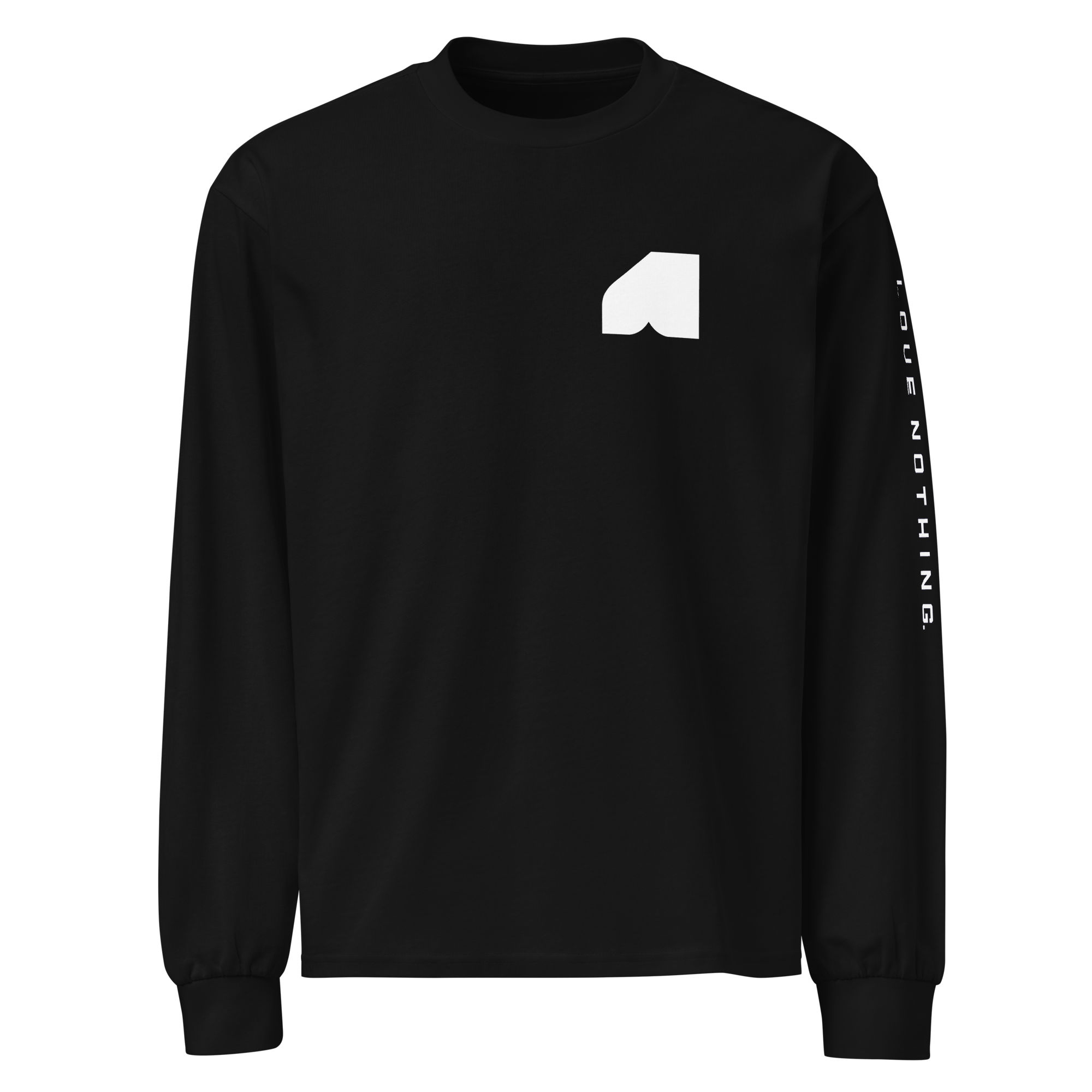Front view of Love Nothing. Love The Night. Long Sleeve Shirt by Mann Adores Notte