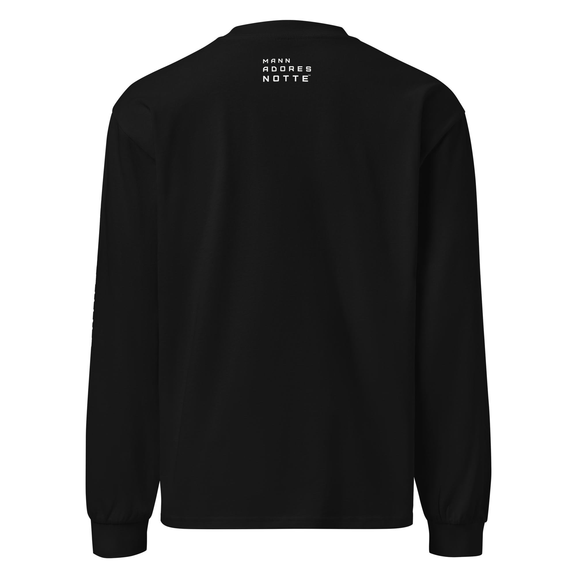 Back view of Love Nothing. Love The Night. Long Sleeve Shirt by Mann Adores Notte