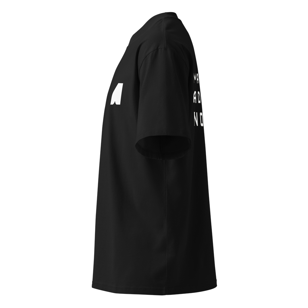 Left side view of Mann Adores Notte Oversized T-shirt by Mann Adores Notte