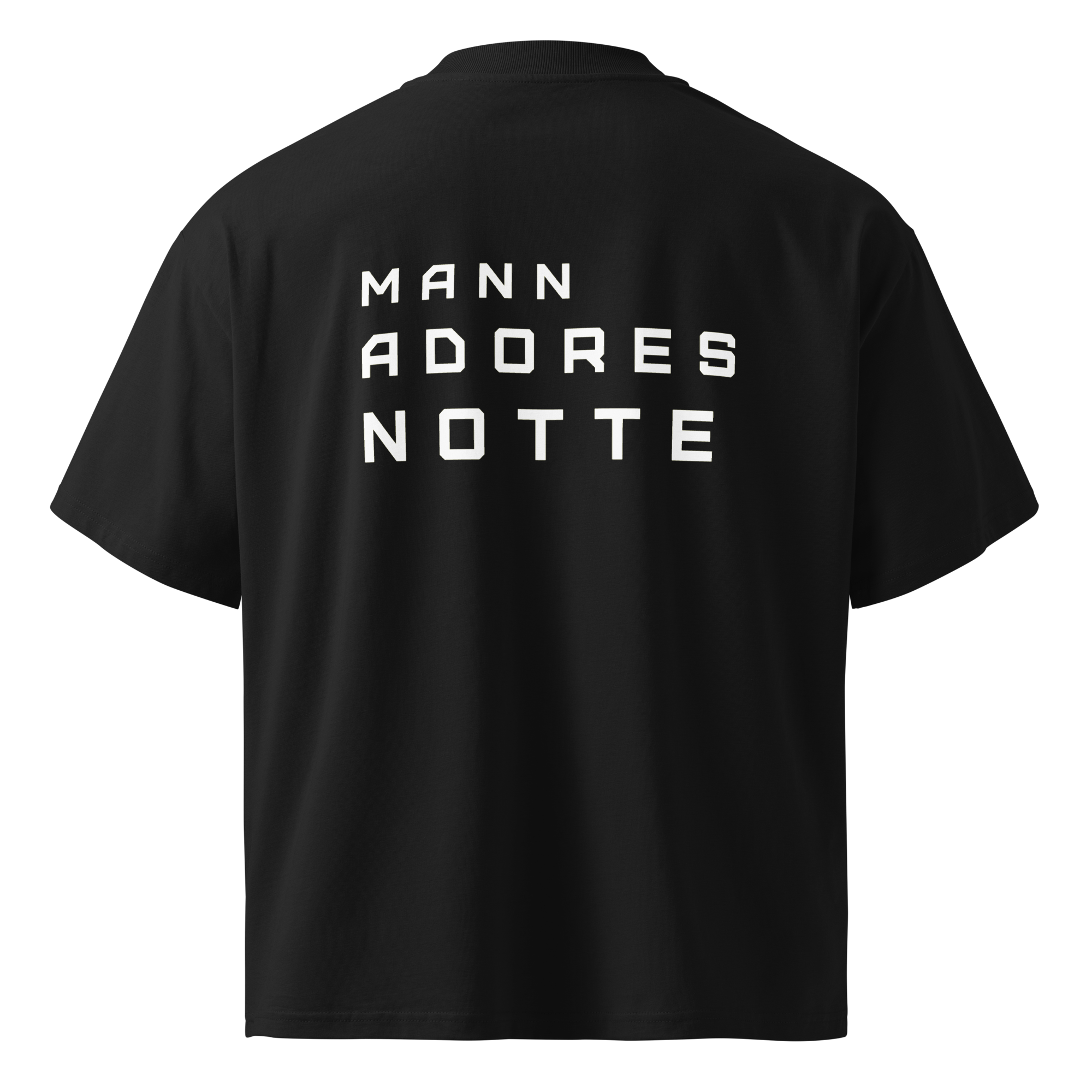 Back view of Mann Adores Notte Oversized T-shirt by Mann Adores Notte
