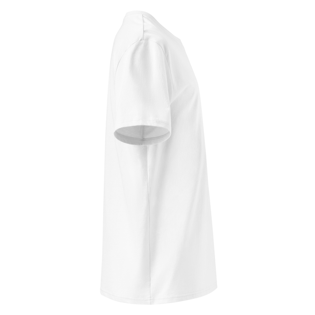Right side view Mann Adores Notte Signature T-shirt White